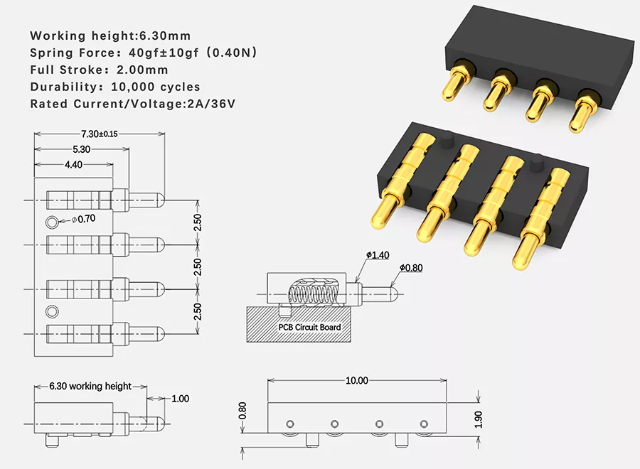 侧接触SMD Pogo Pin连接器